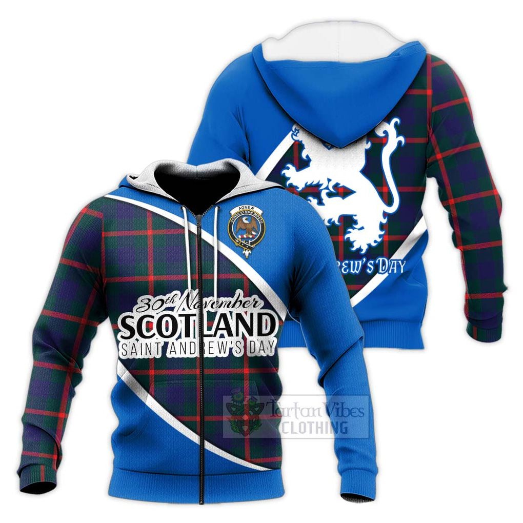 Tartan Vibes Clothing Agnew Family Crest Tartan Knitted Hoodie Celebrate Saint Andrew's Day in Style