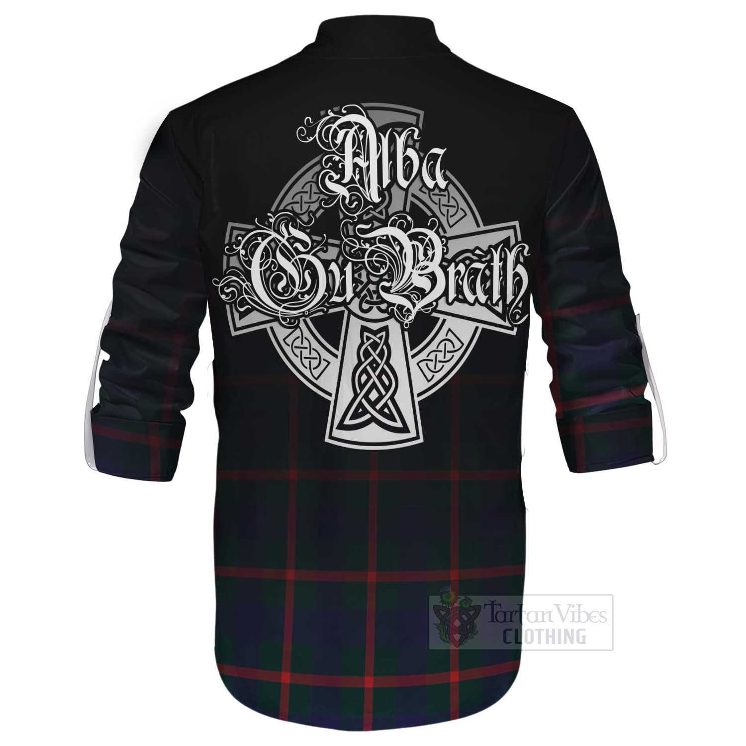 Tartan Vibes Clothing Agnew Tartan Ghillie Kilt Shirt Featuring Alba Gu Brath Family Crest Celtic Inspired