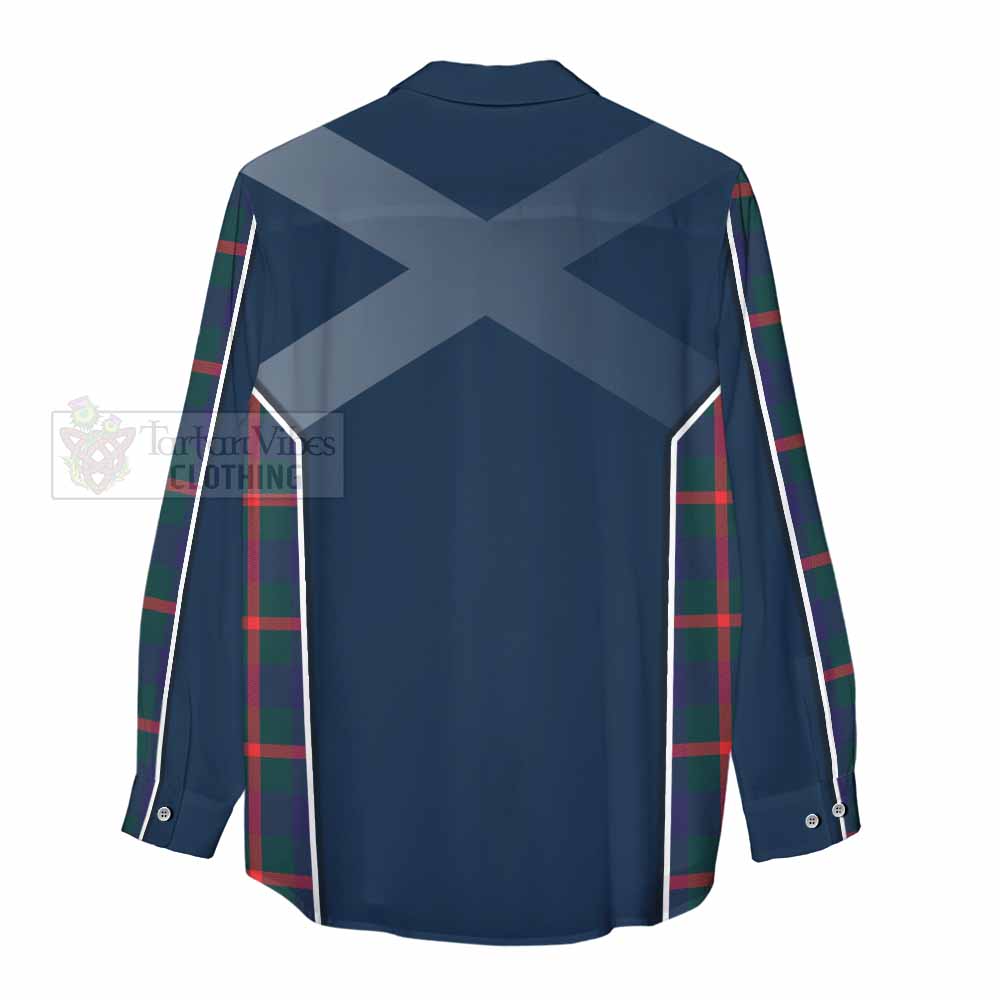 Tartan Vibes Clothing Agnew Tartan Women's Casual Shirt with Family Crest and Lion Rampant Vibes Sport Style