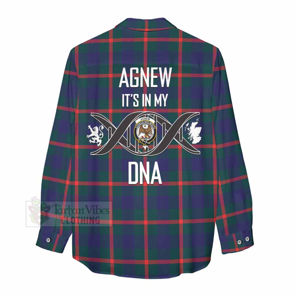 Tartan Vibes Clothing Agnew Tartan Women's Casual Shirt with Family Crest DNA In Me Style