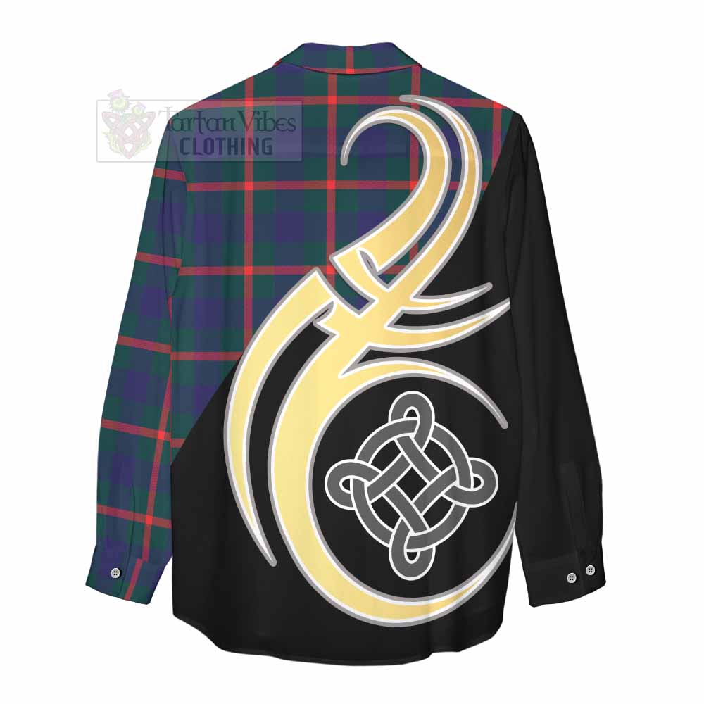 Tartan Vibes Clothing Agnew Tartan Women's Casual Shirt with Family Crest and Celtic Symbol Style