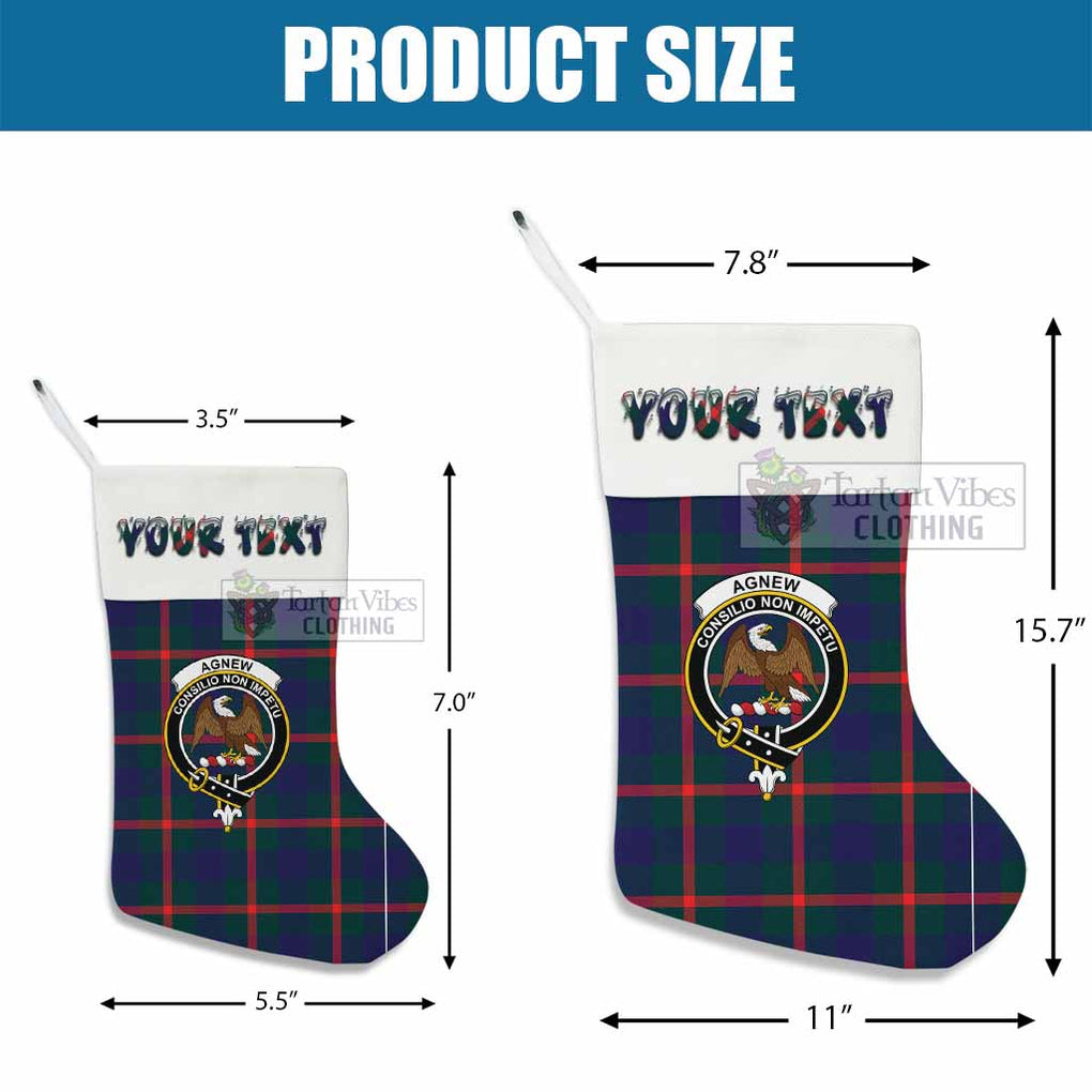 Tartan Vibes Clothing Agnew Tartan Family Crest Christmas Stocking with Personalized Text