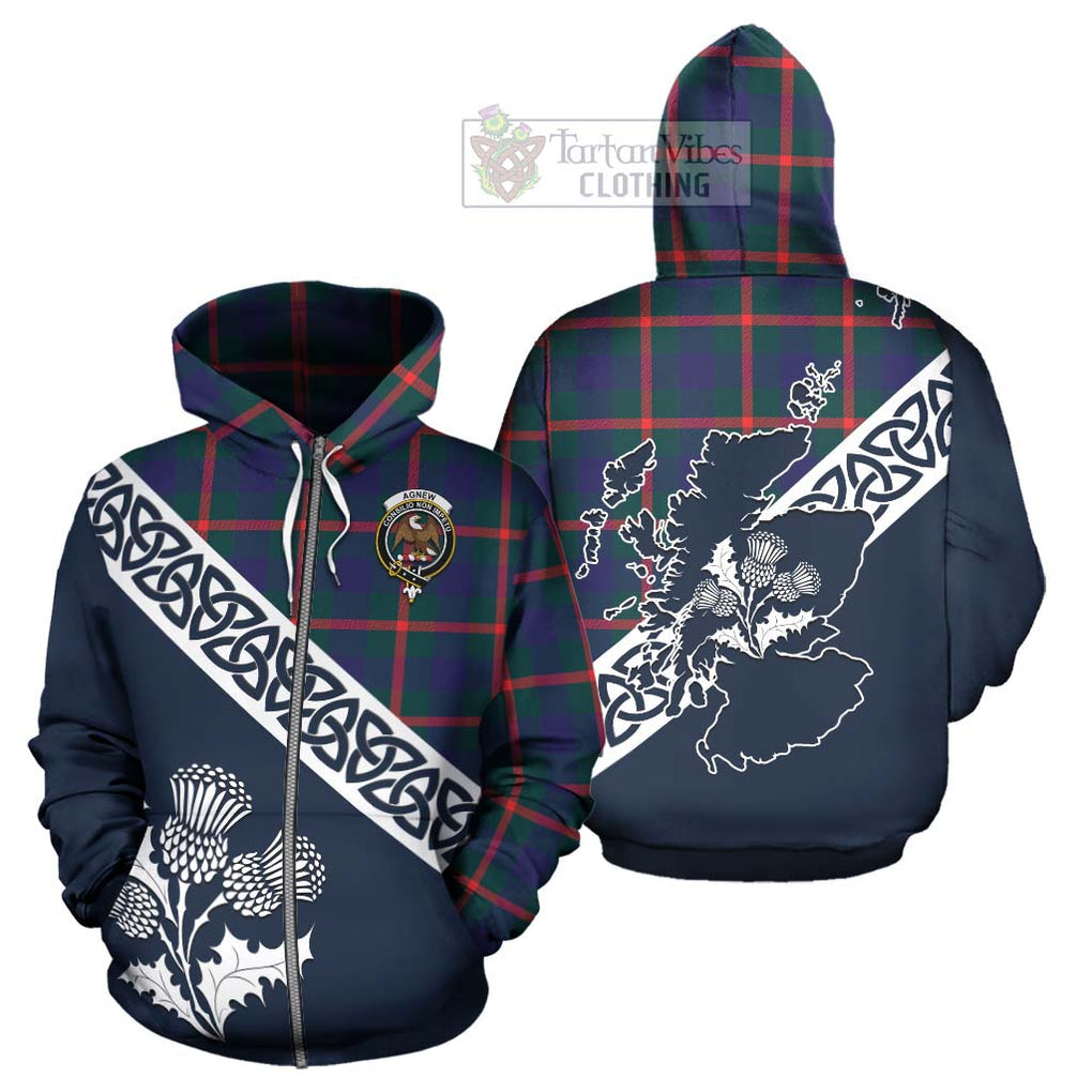 Tartan Vibes Clothing Agnew Tartan Hoodie Featuring Thistle and Scotland Map