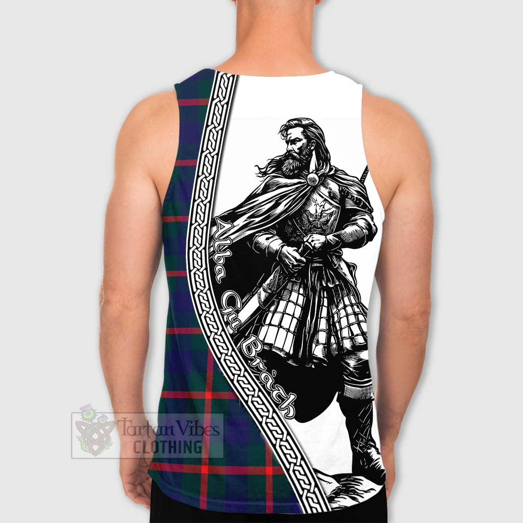 Tartan Vibes Clothing Agnew Tartan Clan Crest Men's Tank Top with Highlander Warrior Celtic Style