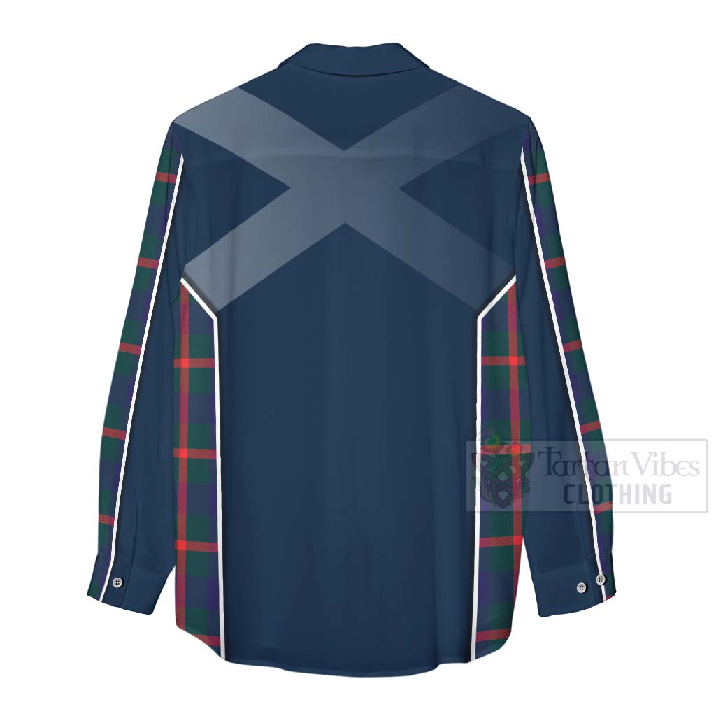 Tartan Vibes Clothing Agnew Tartan Women's Casual Shirt with Family Crest and Scottish Thistle Vibes Sport Style