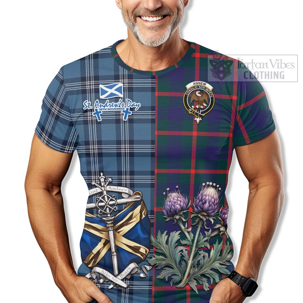 Tartan Vibes Clothing Agnew Tartan T-Shirt Happy St. Andrew's Day Half Tartan Style