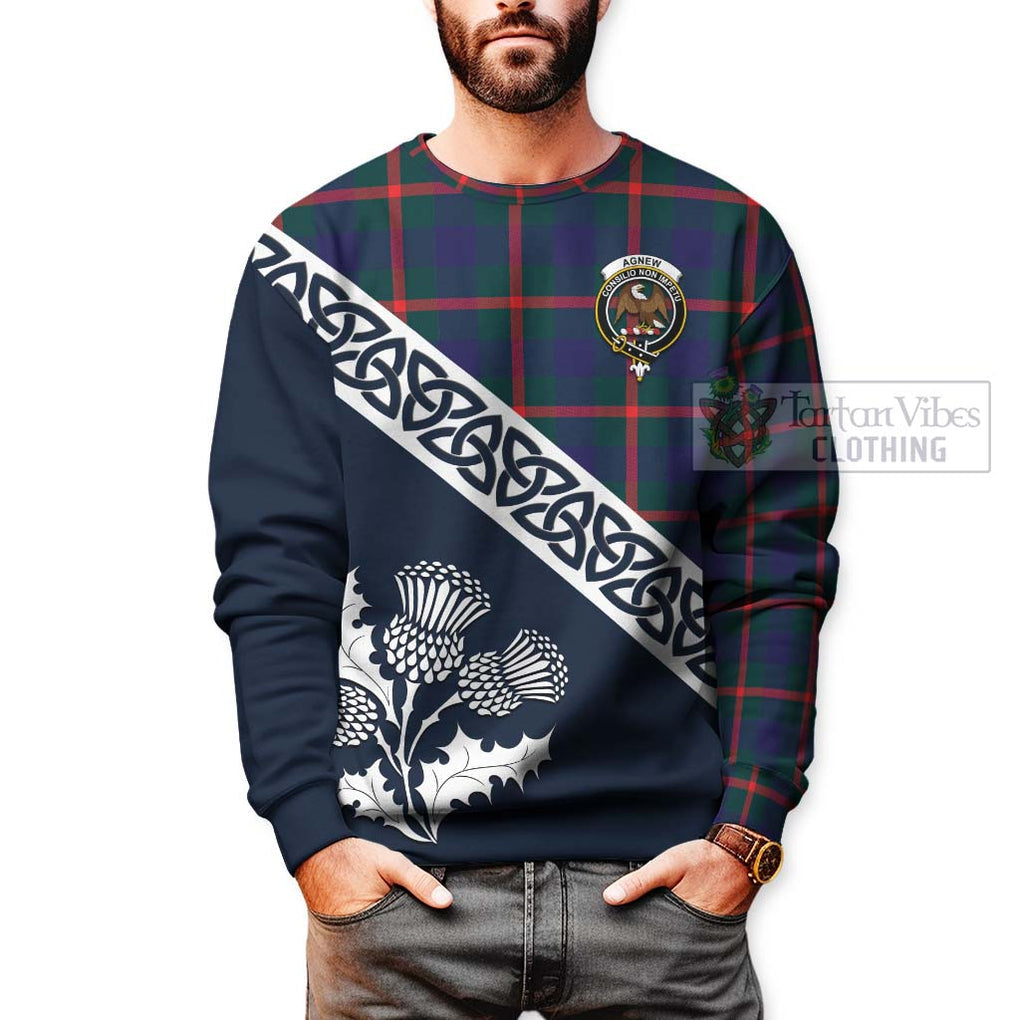 Tartan Vibes Clothing Agnew Tartan Sweatshirt Featuring Thistle and Scotland Map