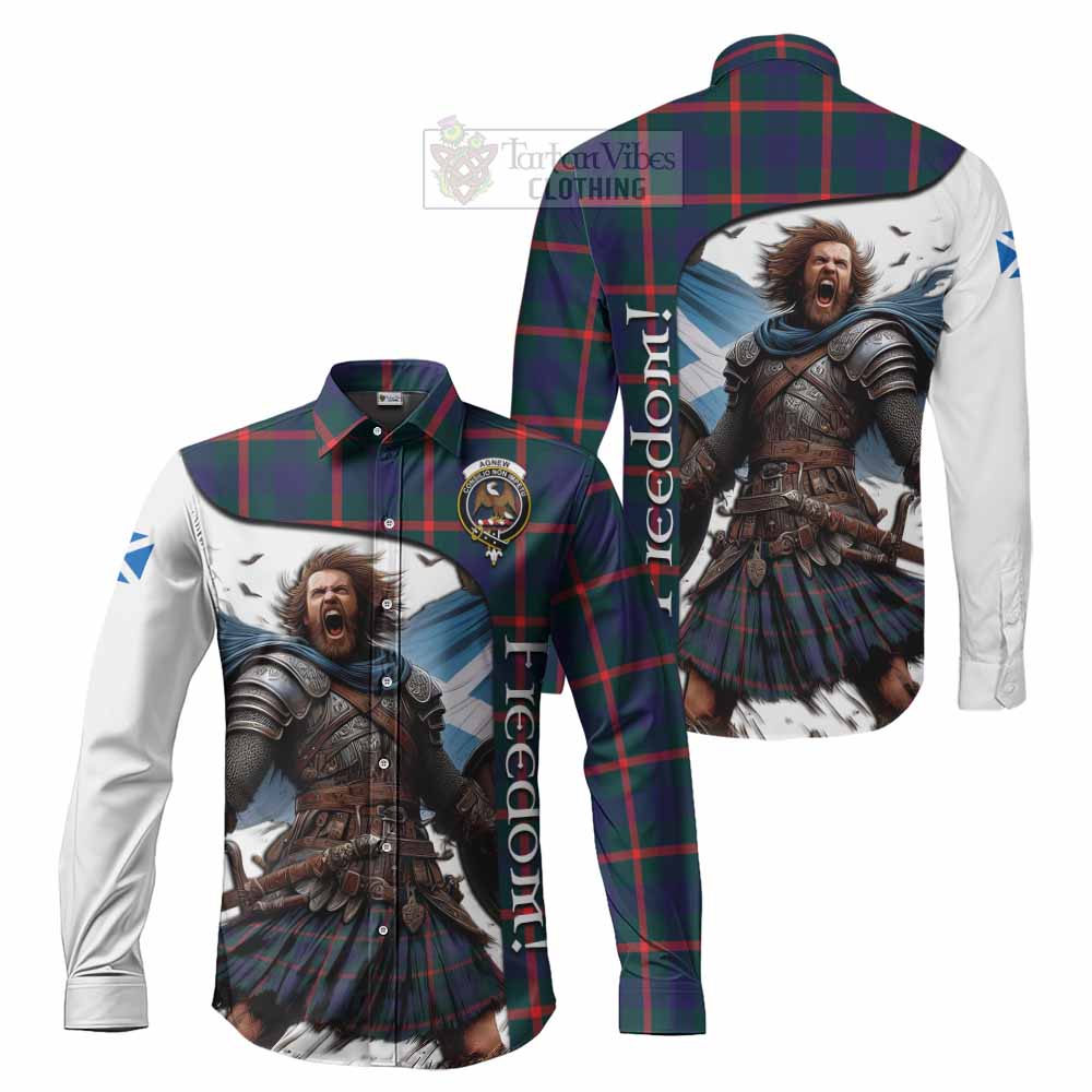 Tartan Vibes Clothing Agnew Crest Tartan Long Sleeve Button Shirt Inspired by the Freedom of Scottish Warrior