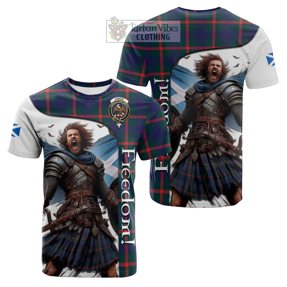 Tartan Vibes Clothing Agnew Crest Tartan Cotton T-shirt Inspired by the Freedom of Scottish Warrior