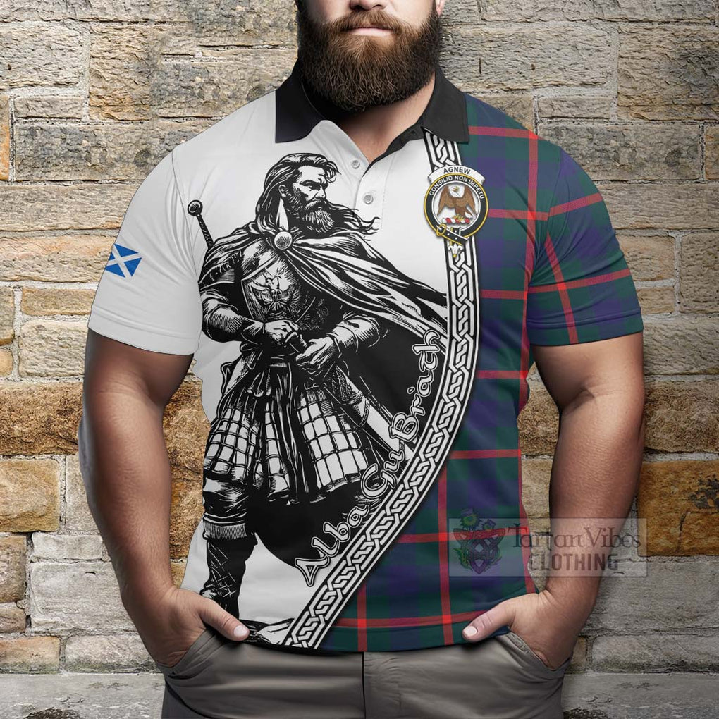 Tartan Vibes Clothing Agnew Tartan Clan Crest Polo Shirt with Highlander Warrior Celtic Style