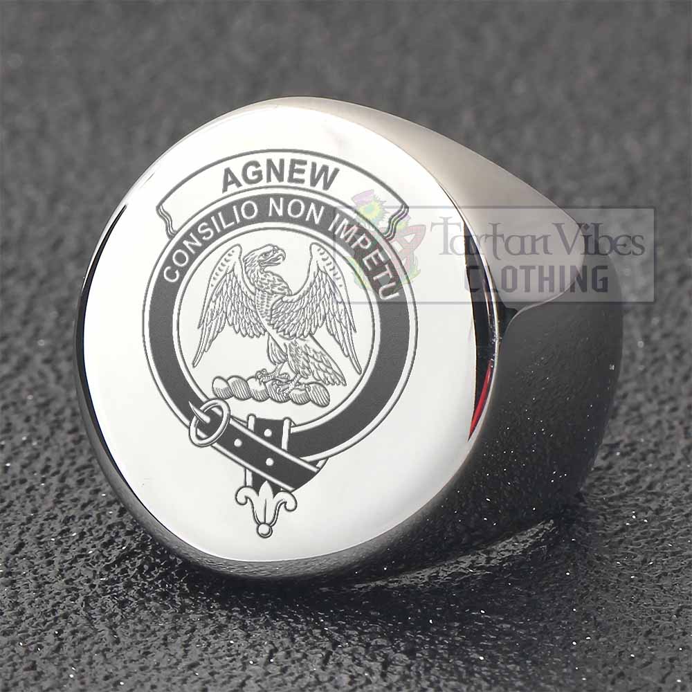 Tartan Vibes Clothing Agnew Clan Crest Engraved Ring