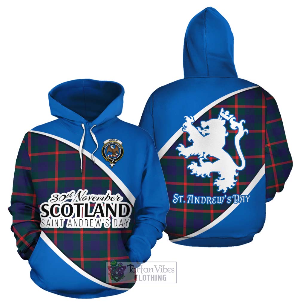 Tartan Vibes Clothing Agnew Family Crest Tartan Cotton Hoodie Celebrate Saint Andrew's Day in Style