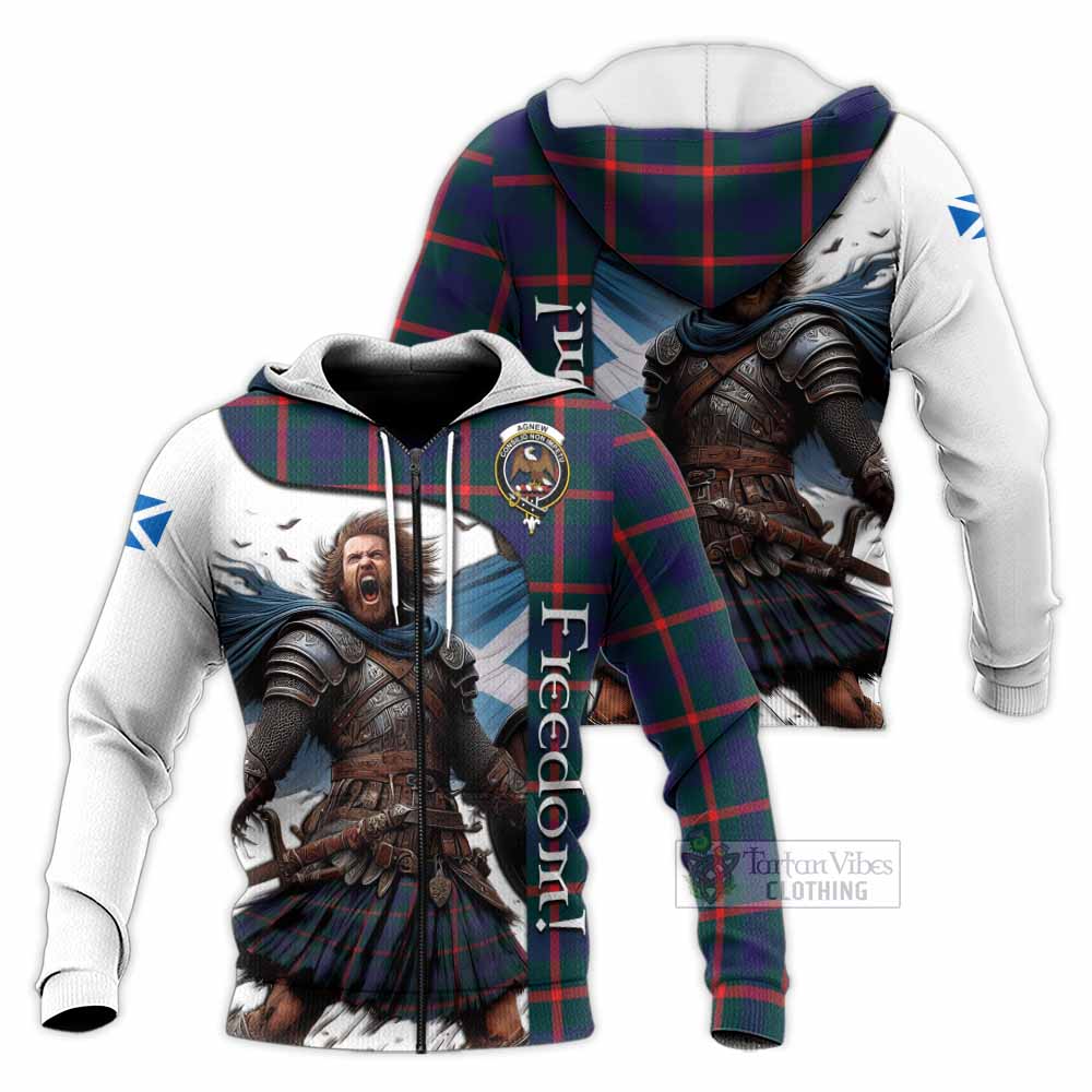 Tartan Vibes Clothing Agnew Crest Tartan Knitted Hoodie Inspired by the Freedom of Scottish Warrior