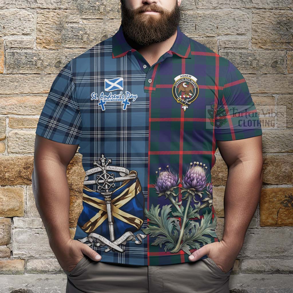 Agnew Tartan Polo Shirt Happy St. Andrew's Day Half Tartan Style - Tartan Vibes Clothing