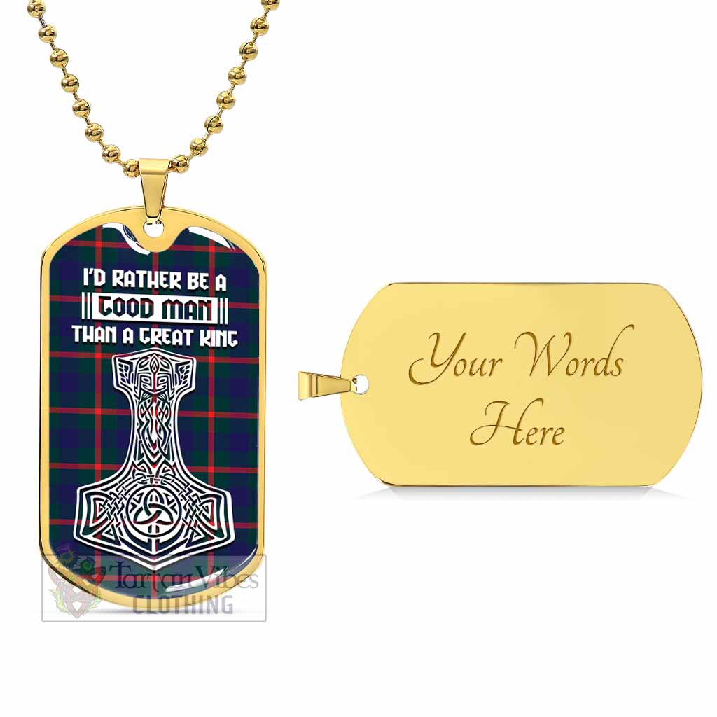 Tartan Vibes Clothing Agnew Tartan Dog Tag Necklace Viking Mjolnir Style