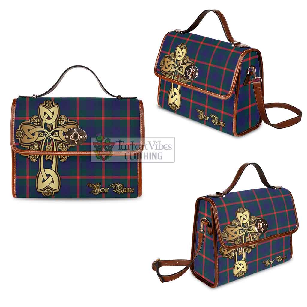 Tartan Vibes Clothing Agnew Tartan Waterproof Canvas Bag Golden Thistle Celtic Cross Style