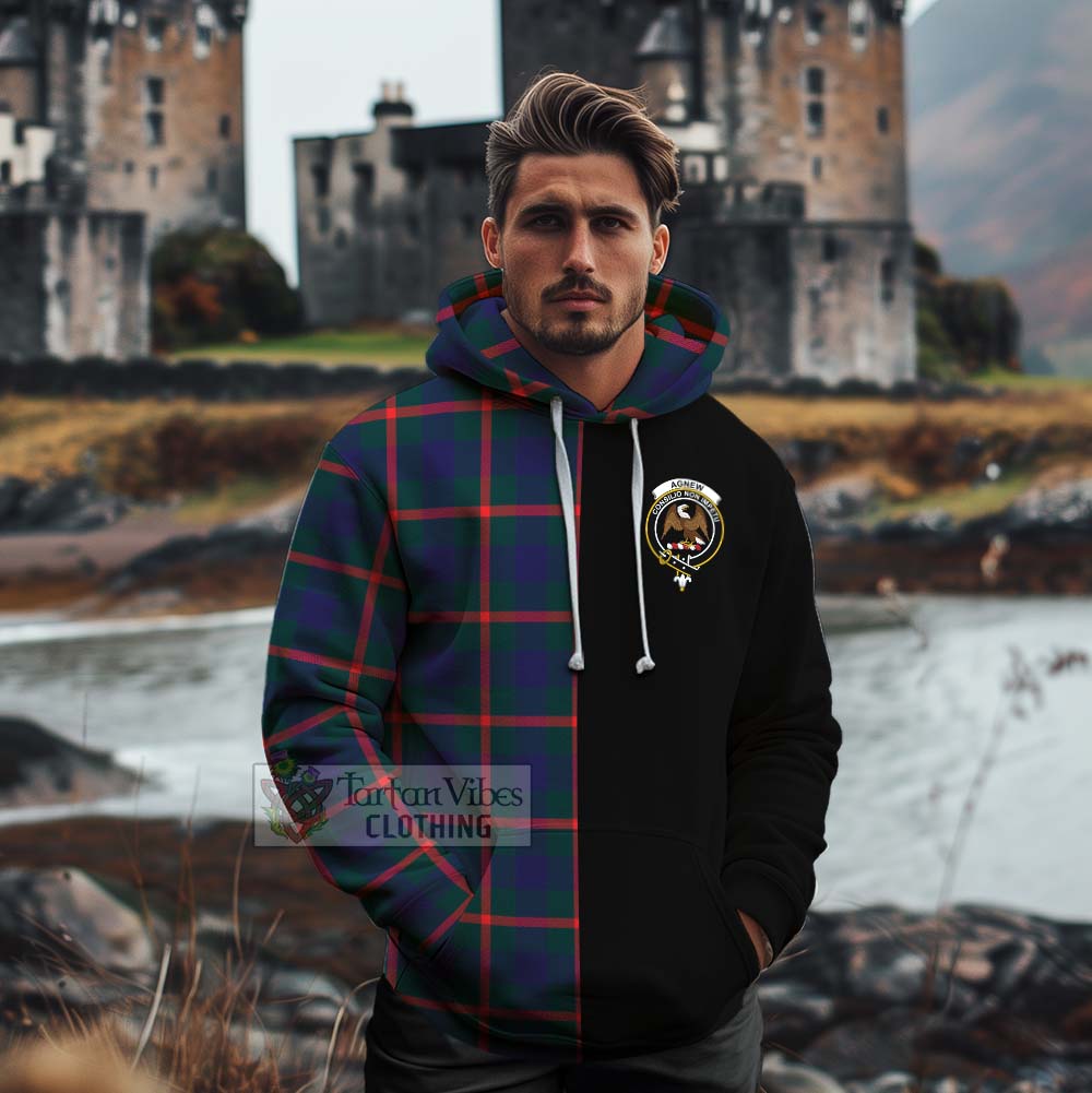 Tartan Vibes Clothing Agnew Tartan Cotton Hoodie with Family Crest and Half Of Me Style