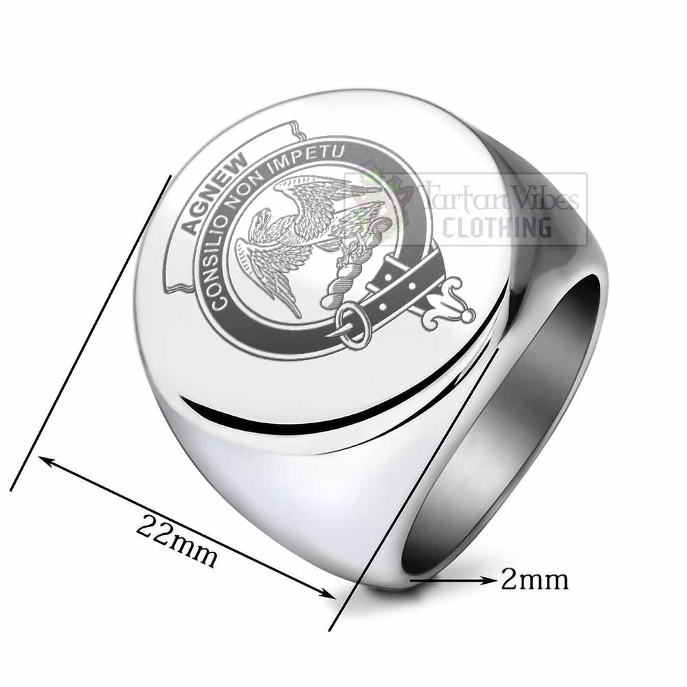 Tartan Vibes Clothing Agnew Clan Crest Engraved Ring