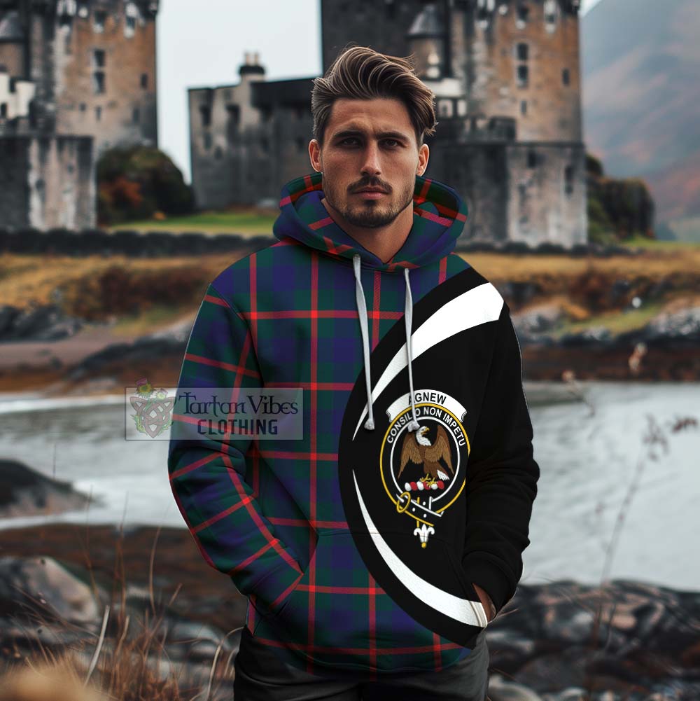 Tartan Vibes Clothing Agnew Tartan Cotton Hoodie with Family Crest Circle Style