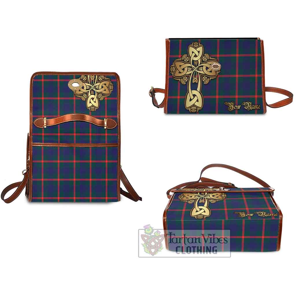 Tartan Vibes Clothing Agnew Tartan Waterproof Canvas Bag Golden Thistle Celtic Cross Style