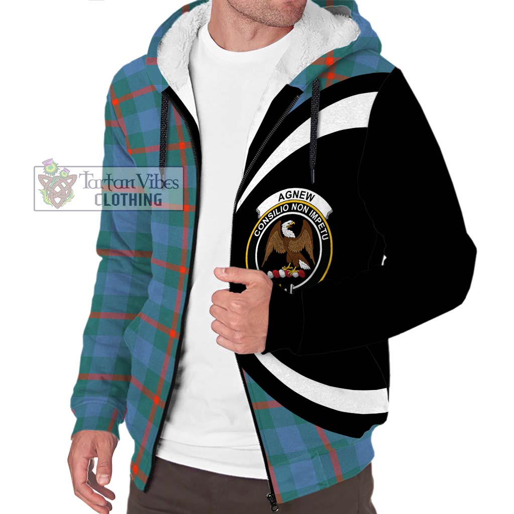 Agnew Ancient Tartan Sherpa Hoodie with Family Crest Circle Style Unisex S - Tartan Vibes Clothing