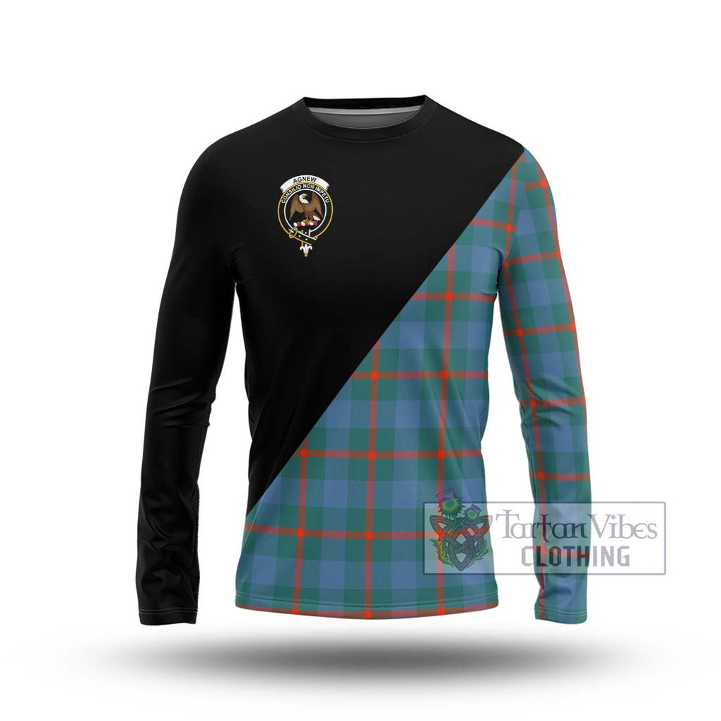 Agnew Ancient Tartan Long Sleeve T-Shirt with Family Crest and Military Logo Style Unisex - Tartanvibesclothing Shop