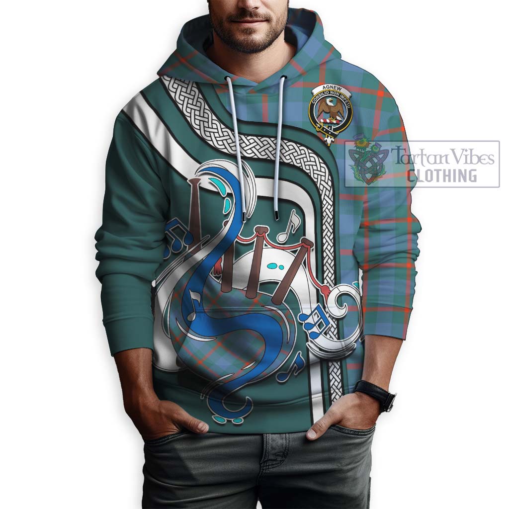 Tartan Vibes Clothing Agnew Ancient Tartan Hoodie with Epic Bagpipe Style