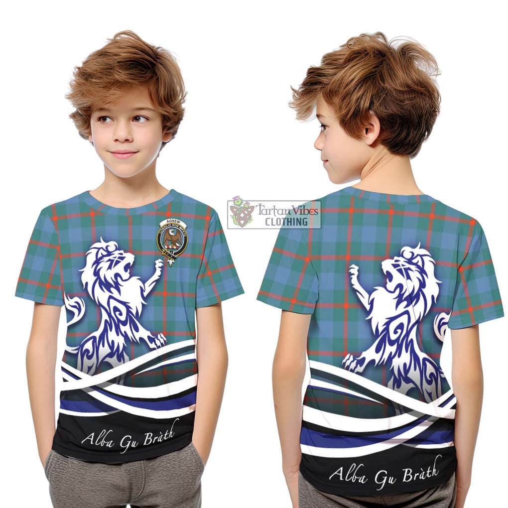 Agnew Ancient Tartan Kid T-Shirt with Alba Gu Brath Regal Lion Emblem Youth XL Size14 - Tartanvibesclothing Shop