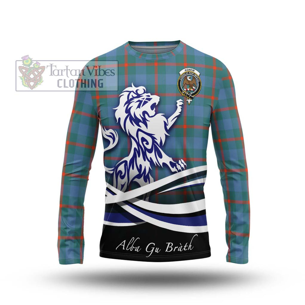 Agnew Ancient Tartan Long Sleeve T-Shirt with Alba Gu Brath Regal Lion Emblem Unisex - Tartanvibesclothing Shop