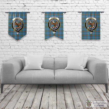 Agnew Ancient Tartan Gonfalon, Tartan Banner with Family Crest