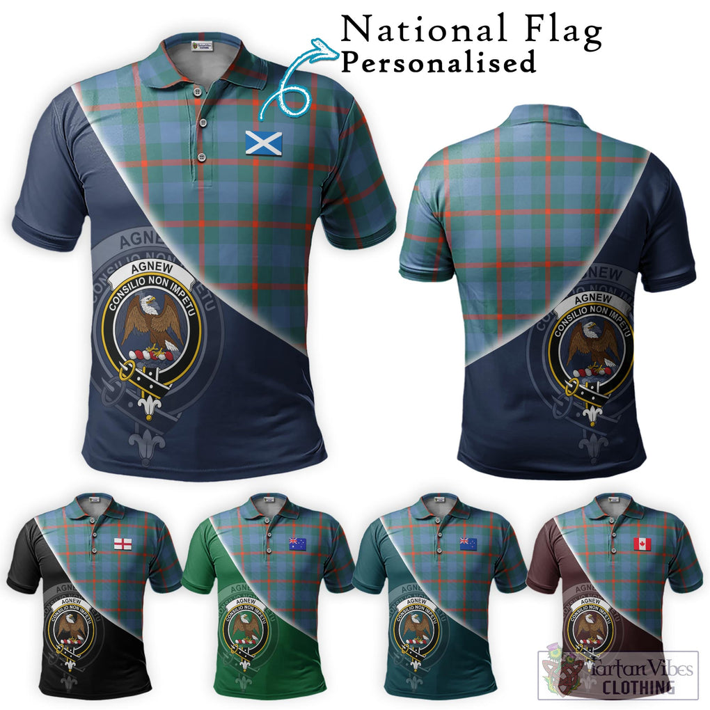 Agnew Ancient Tartan Polo Shirt with Personalised National Flag and Family Crest Half Style Maroon - Tartanvibesclothing Shop