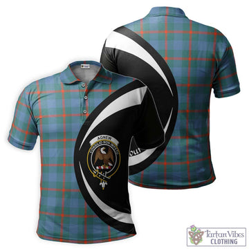 Agnew Ancient Tartan Men's Polo Shirt with Family Crest Circle Style