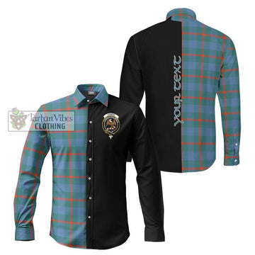 Agnew Ancient Tartan Long Sleeve Button Shirt with Family Crest and Half Of Me Style