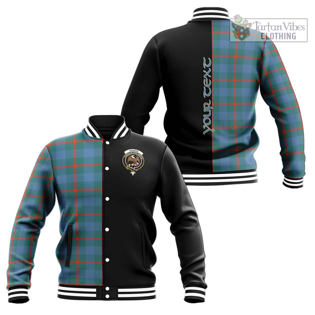 Agnew Ancient Tartan Baseball Jacket with Family Crest and Half Of Me Style Unisex - Tartanvibesclothing Shop