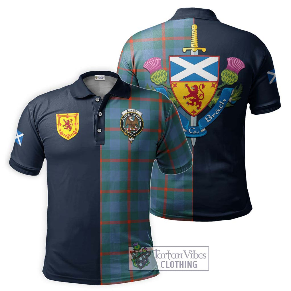 Tartan Vibes Clothing Agnew Ancient Tartan Polo Shirt with Scottish Lion Royal Arm Half Style