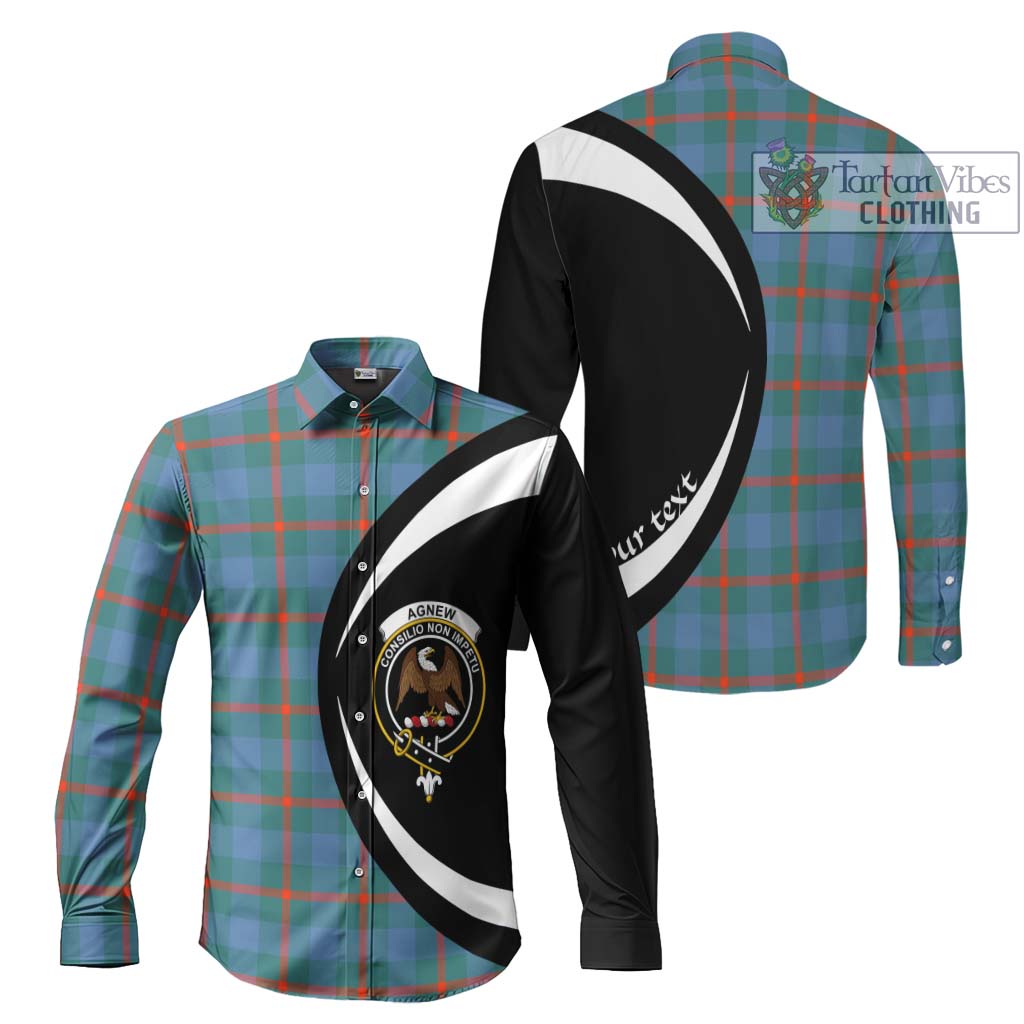 Agnew Ancient Tartan Long Sleeve Button Up with Family Crest Circle Style Men's Shirt S - Tartan Vibes Clothing