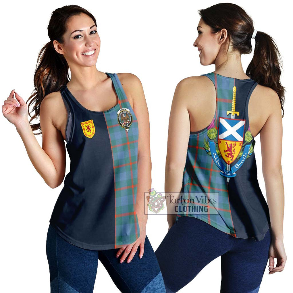 Tartan Vibes Clothing Agnew Ancient Tartan Women's Racerback Tanks with Scottish Lion Royal Arm Half Style