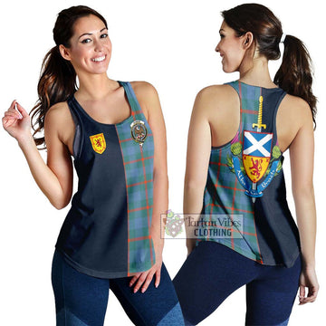 Agnew Ancient Tartan Women's Racerback Tanks Alba with Scottish Lion Royal Arm Half Style