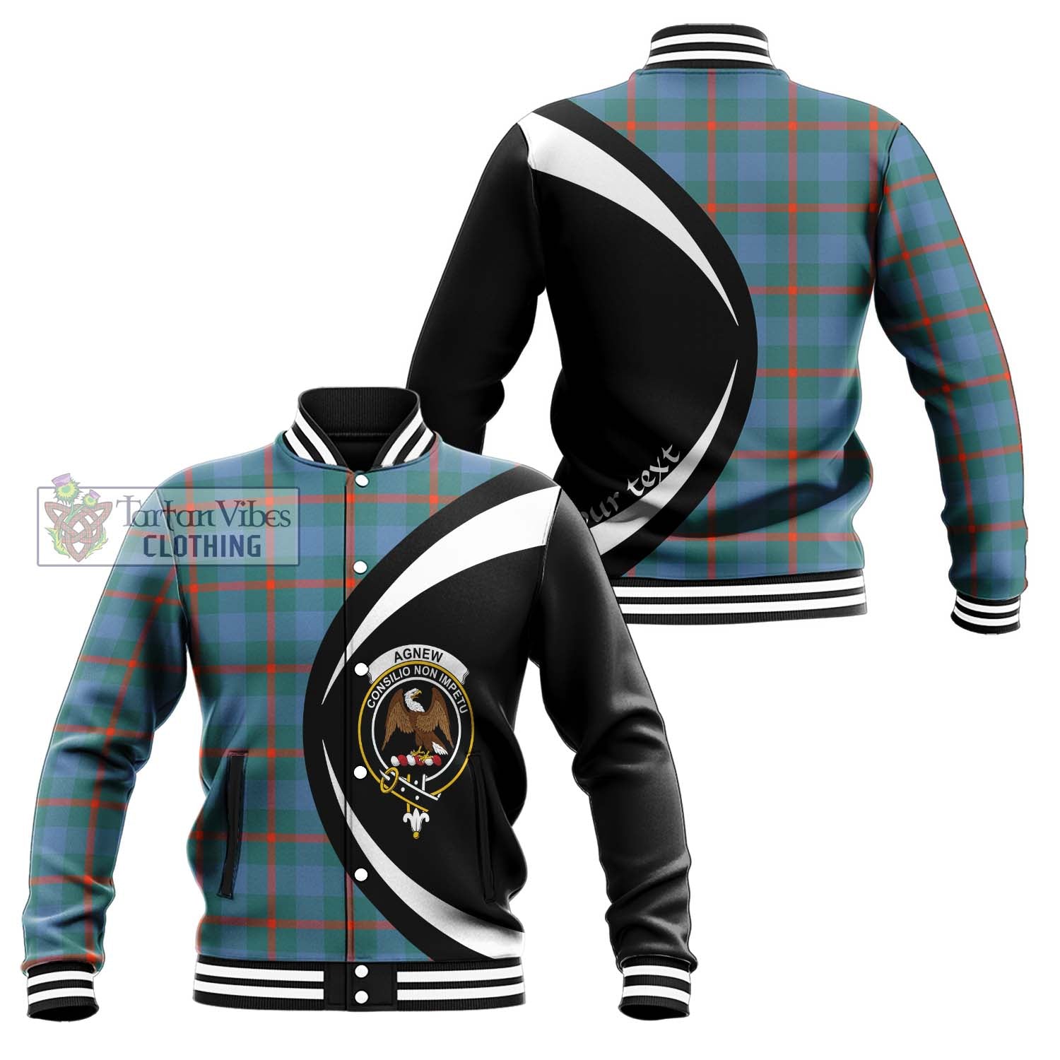 Agnew Ancient Tartan Baseball Jacket with Family Crest Circle Style Unisex - Tartan Vibes Clothing