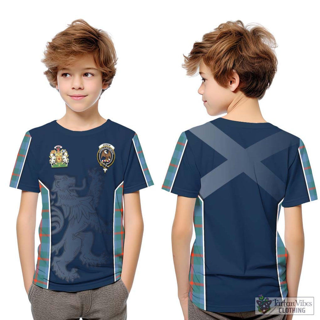 Agnew Ancient Tartan Kid T-Shirt with Family Crest and Lion Rampant Vibes Sport Style Youth XL Size14 - Tartan Vibes Clothing