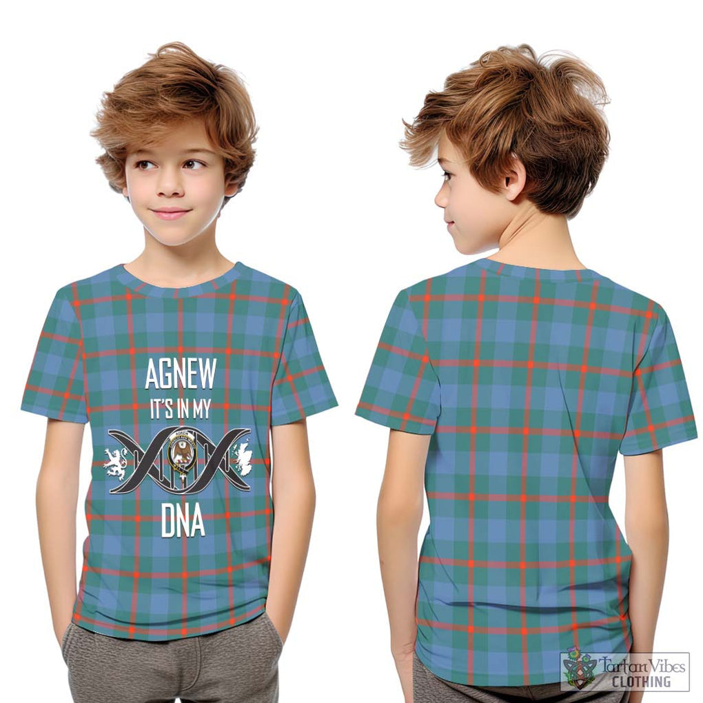 Agnew Ancient Tartan Kid T-Shirt with Family Crest DNA In Me Style Youth XL Size14 - Tartanvibesclothing Shop