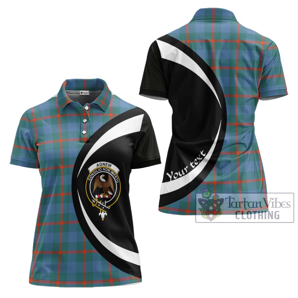 Tartan Vibes Clothing Agnew Ancient Tartan Women's Polo Shirt with Family Crest Circle Style