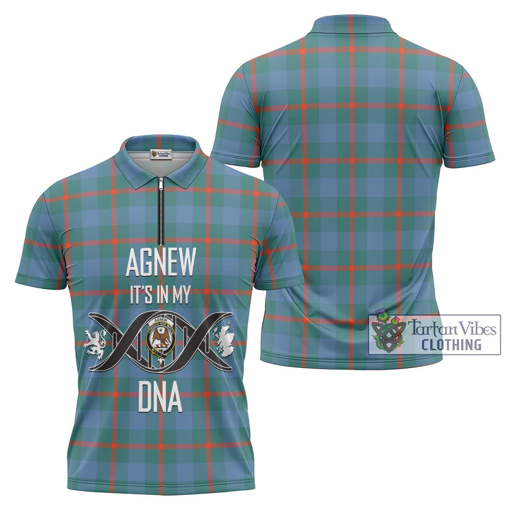 Agnew Ancient Tartan Zipper Polo Shirt with Family Crest DNA In Me Style Unisex - Tartanvibesclothing Shop