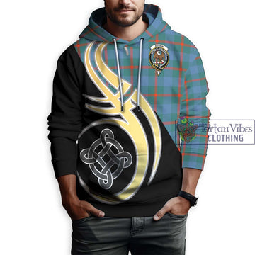 Agnew Ancient Tartan Hoodie with Family Crest and Celtic Symbol Style