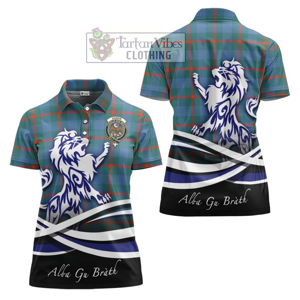 Agnew Ancient Tartan Women's Polo Shirt with Alba Gu Brath Regal Lion Emblem Women - Tartanvibesclothing Shop