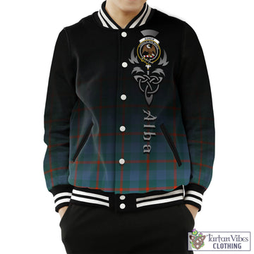 Agnew Ancient Tartan Baseball Jacket Featuring Alba Gu Brath Family Crest Celtic Inspired