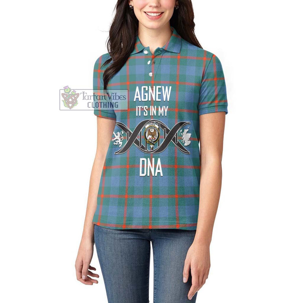 Agnew Ancient Tartan Women's Polo Shirt with Family Crest DNA In Me Style Women - Tartanvibesclothing Shop