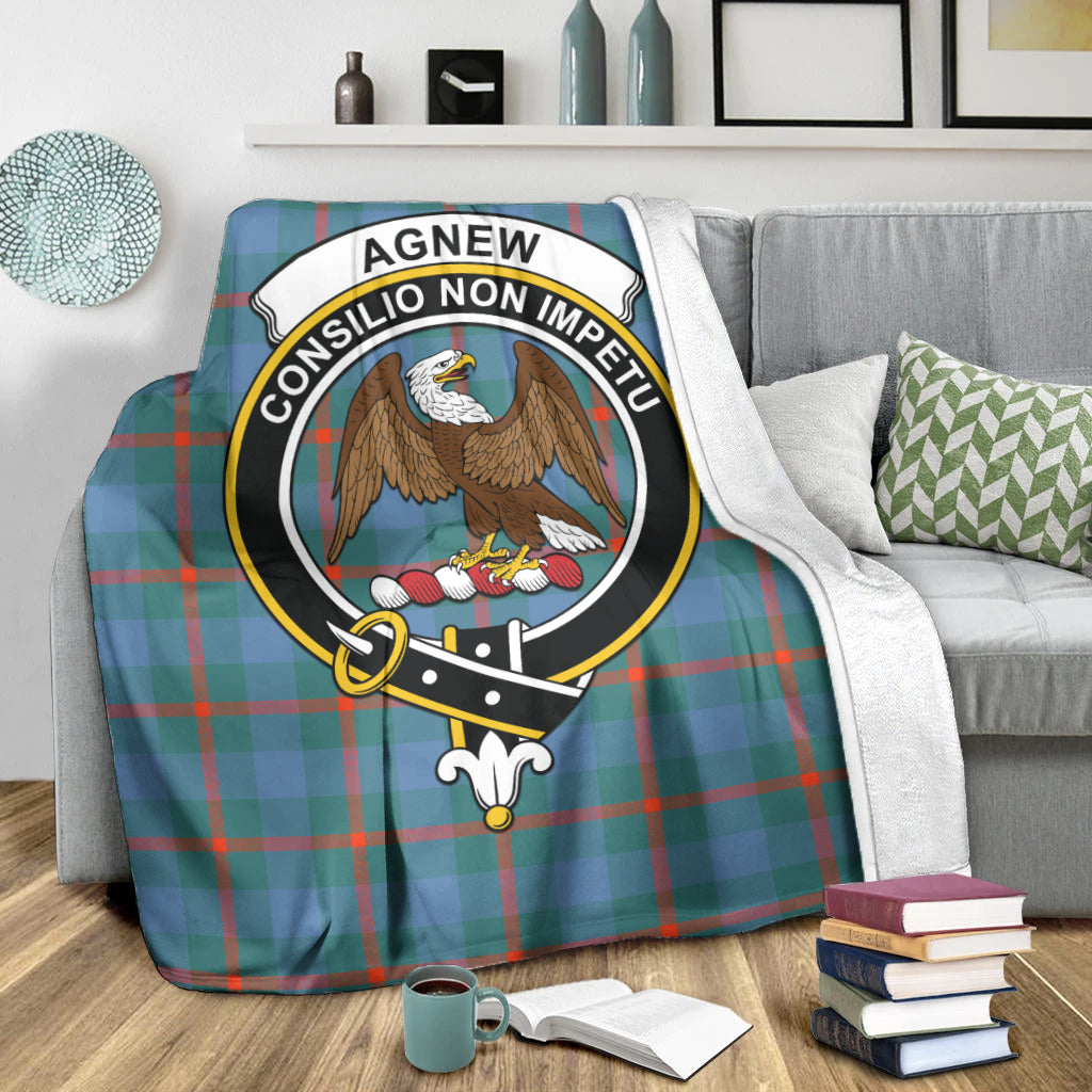 Agnew Ancient Tartan Blanket with Family Crest X-Large 59 x 79 inches 150 x 200 cm - Tartan Vibes Clothing