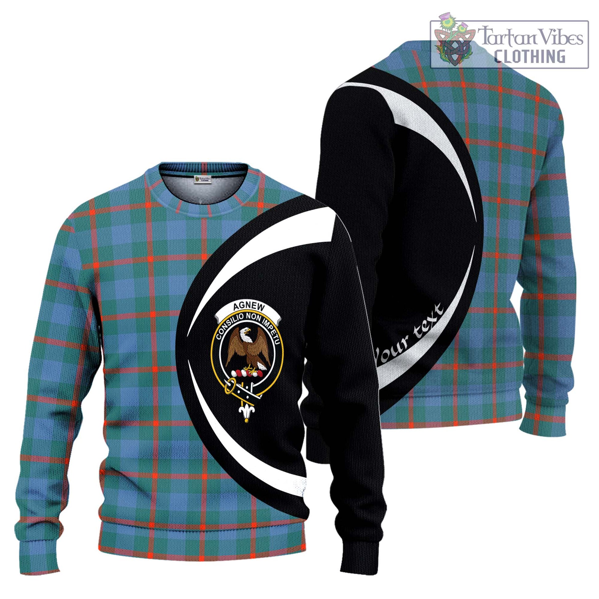 Agnew Ancient Tartan Ugly Sweater with Family Crest Circle Style Unisex - Tartan Vibes Clothing