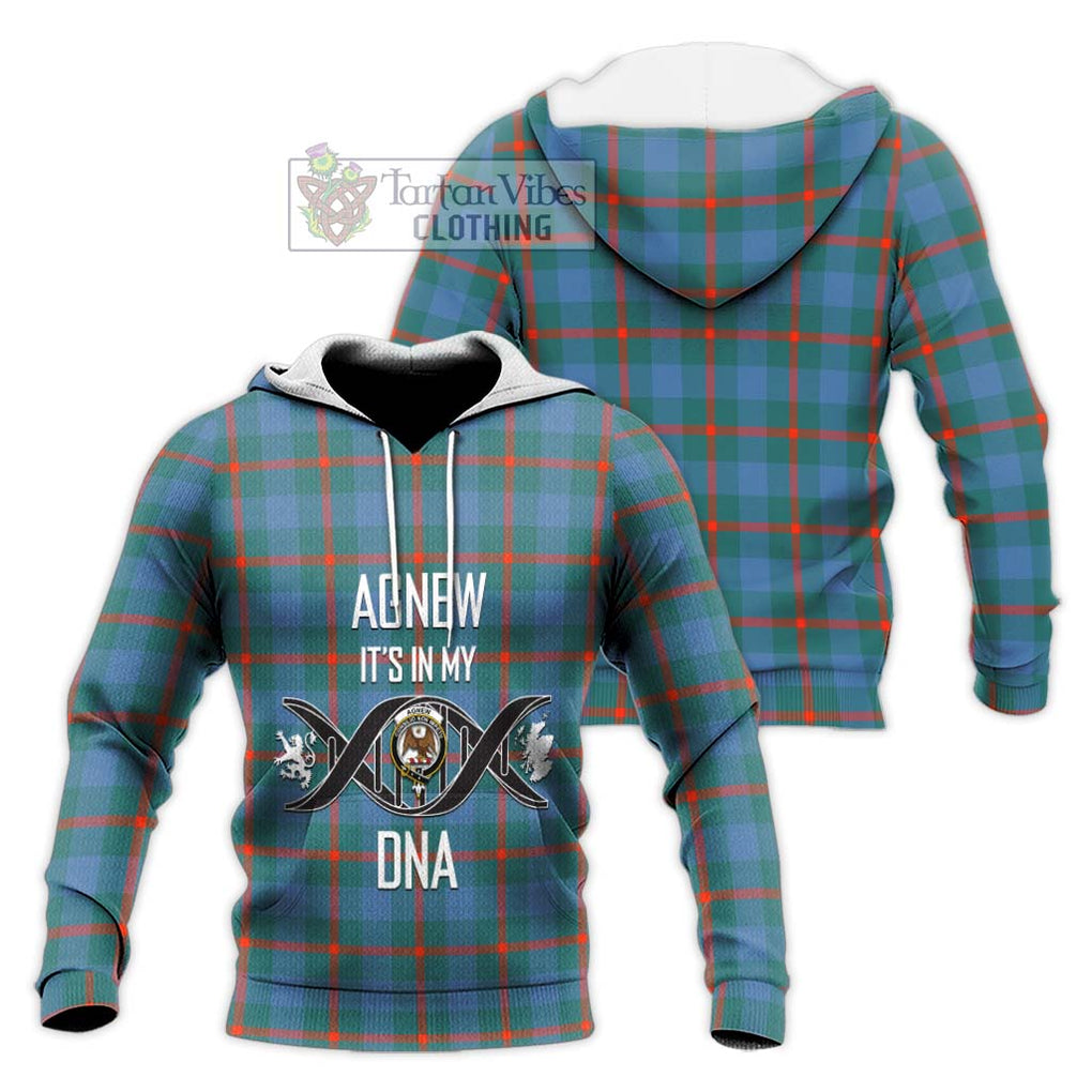 Agnew Ancient Tartan Knitted Hoodie with Family Crest DNA In Me Style Unisex Knitted Pullover Hoodie - Tartanvibesclothing Shop